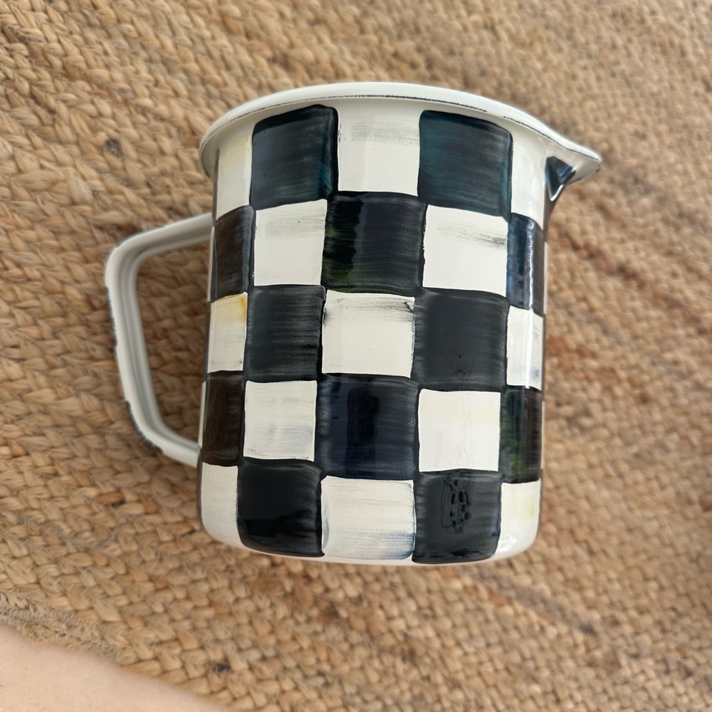 MacKenzie-Childs Black and White Checkered Ceramic Jug